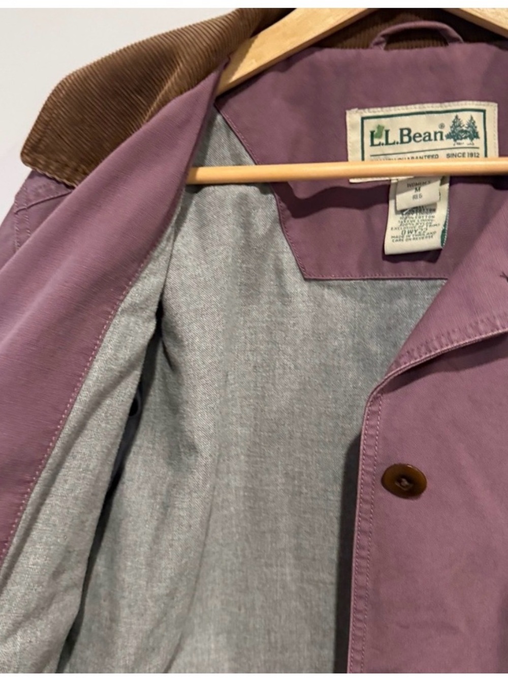 L.L. Bean Vintage Women's Mauve Utility Jacket with Brown Corduroy Collar - Picture 7 of 8